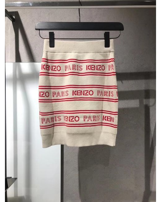 KENZO Red Paris Logo Motif Skirt