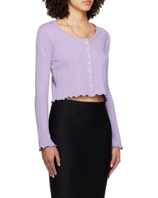 A.P.C. Purple Lettuce Rimmed Knitted Cardigan