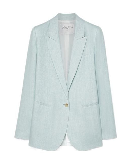 Forte_forte Blue Notched Lapels Single-Breasted Blazer