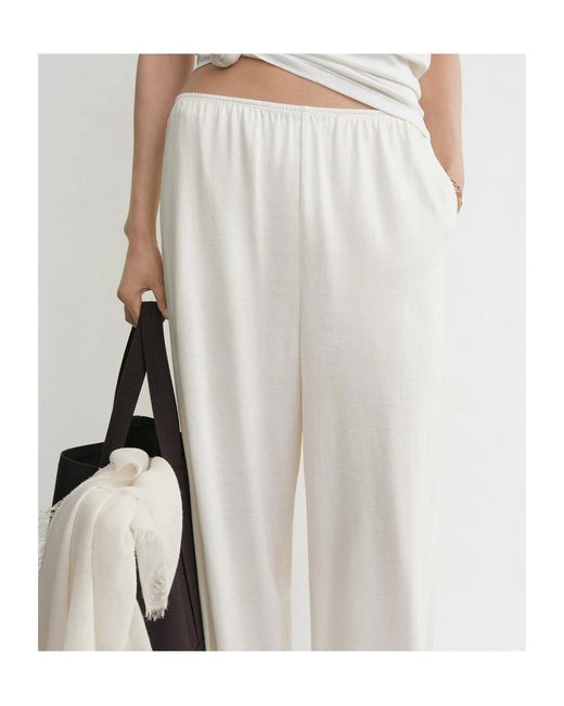 Totême White Totême Elasticated Waistband Wide Leg Pants