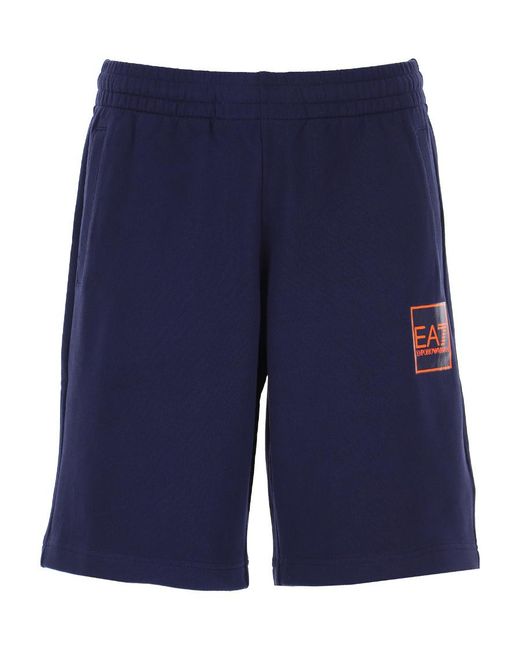 EA7 Blue Logo Shorts for men