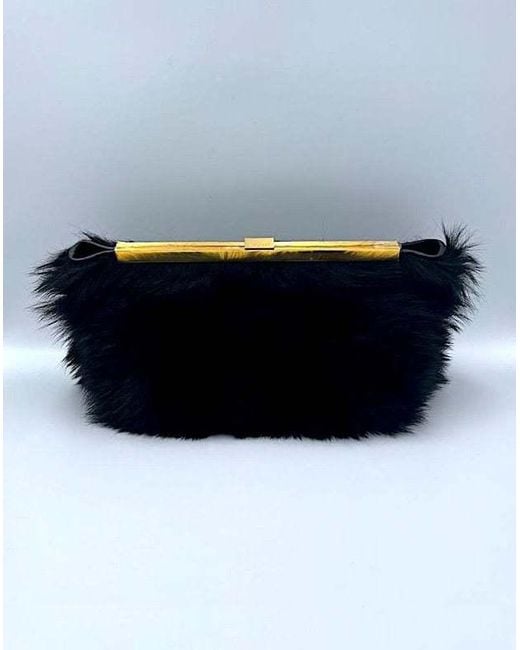 Khaite Black Aimee Shearling Clutch Bag
