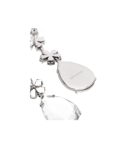 Self-Portrait White Crystal Flower Tiered Earrings