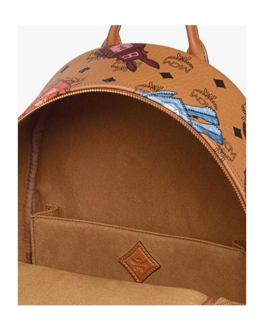 MCM Orange Stark Vi Printed Backpack for men