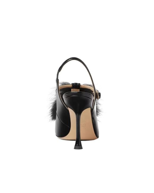 Fendi Black Leather Slingbacks