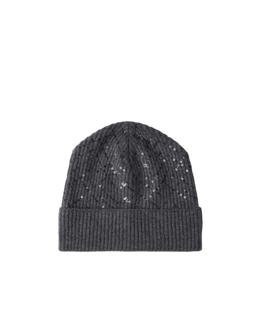 Brunello Cucinelli Gray Sequin-Embellished Cashmere Beanie