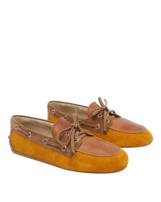 Miu Miu Brown Lace-Up Boat Flat Shoes