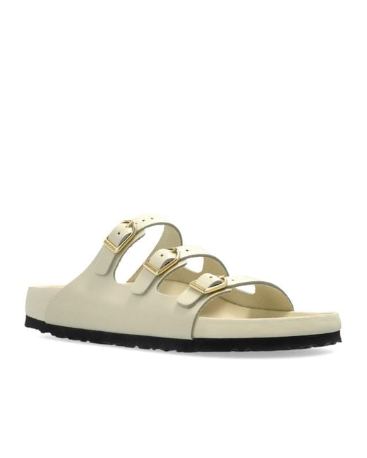 Birkenstock White Florida Triple-Buckle Slide Sandals