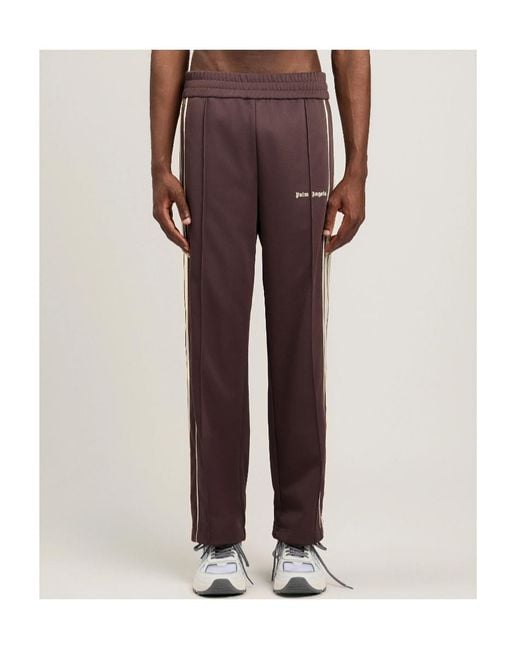 Palm Angels Brown Logo Stripe Track Pants for men