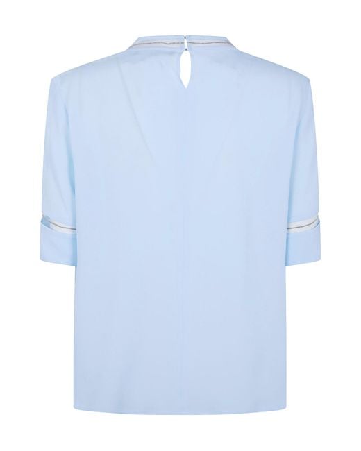 Fabiana Filippi Blue Short Sleeved Embellished Detail T-Shirt