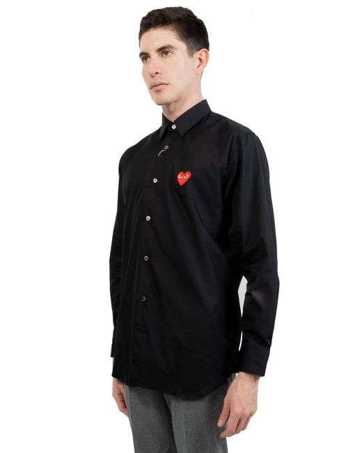 COMME DES GARÇONS PLAY Black Heart-Patch Cotton Shirt for men