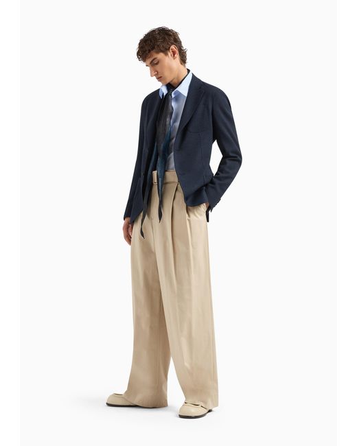 Emporio Armani Blue Long-Sleeved Wool Suit Coat for men