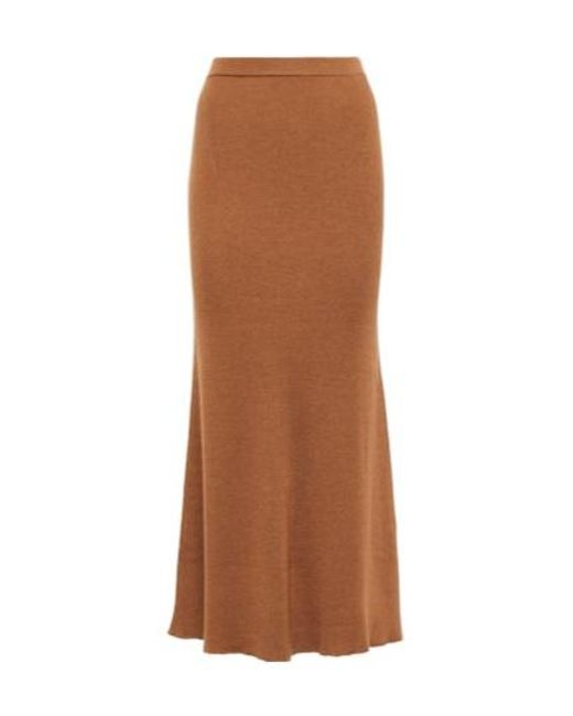 Gabriela Hearst Brown Ribbed High-Waisted Midi Skirt