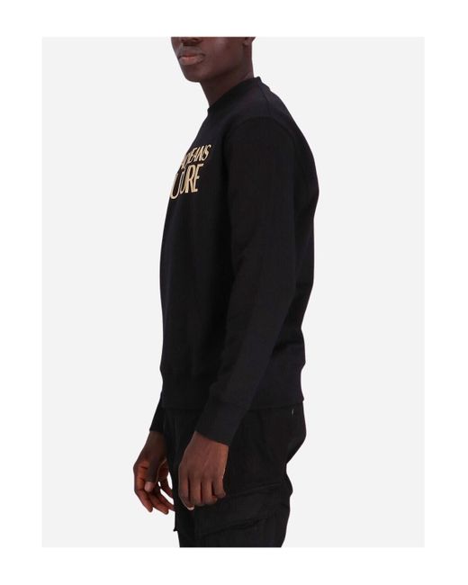 Versace Jeans Black Round-Collar Long-Sleeve Hoodie for men