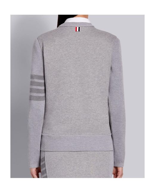 Thom Browne Gray Tonal 4-Bar Loopback Sweatshirt