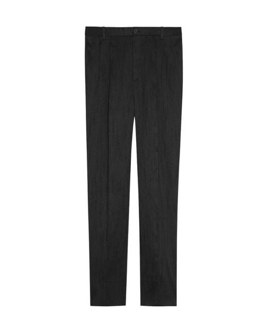 Saint Laurent Black Mid-Waisted Straight Leg Pants for men