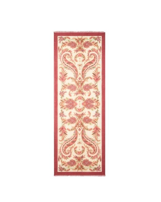 Etro Pink Paisley Printed Frayed Edge Scarf