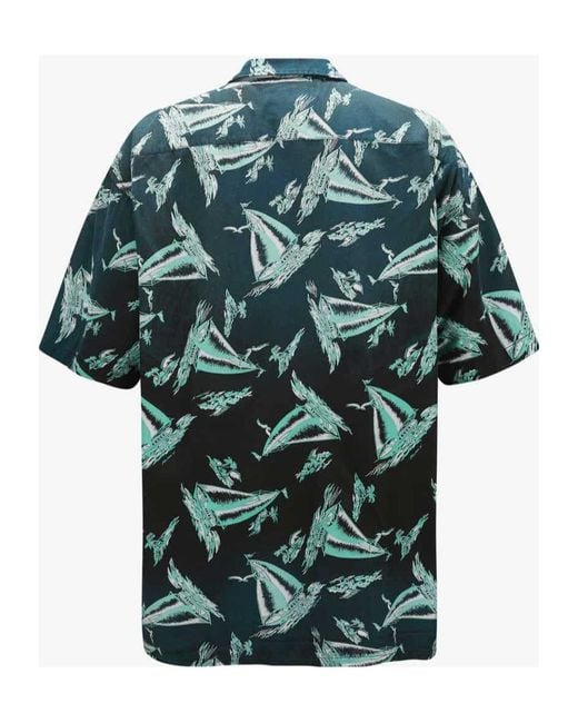 Maison Mihara Yasuhiro Green Pattern-Printed Short-Sleeved Shirt for men