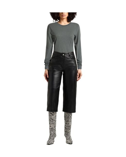 Ganni Gray Simple Long-Sleeved T-Shirt