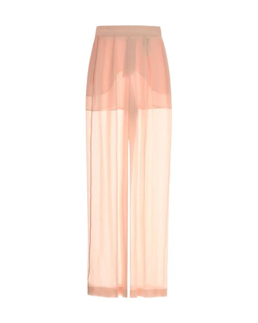 Alberta Ferretti Pink Semi-Sheer Georgette Pants
