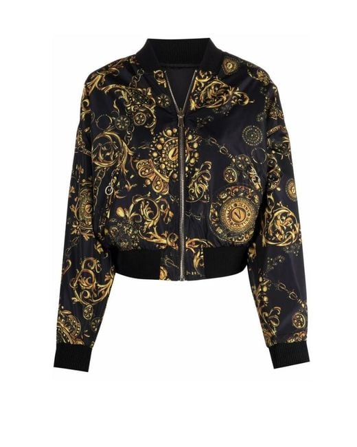 Versace Jeans Black Baroque Print Bomber Jacket