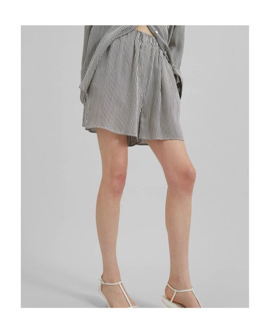 Frankie Shop Gray Lui Striped Silk Boxer Shorts