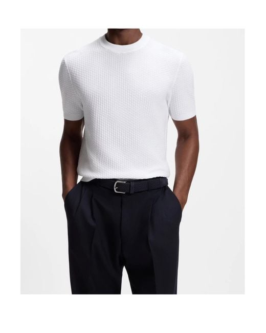 Boss White Boss Short-Sleeved Knitted Top for men