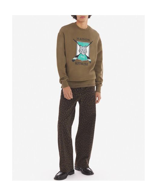 Maison Kitsuné Green Maison Kitsuné Fox Motif Crewneck Sweatshirt for men