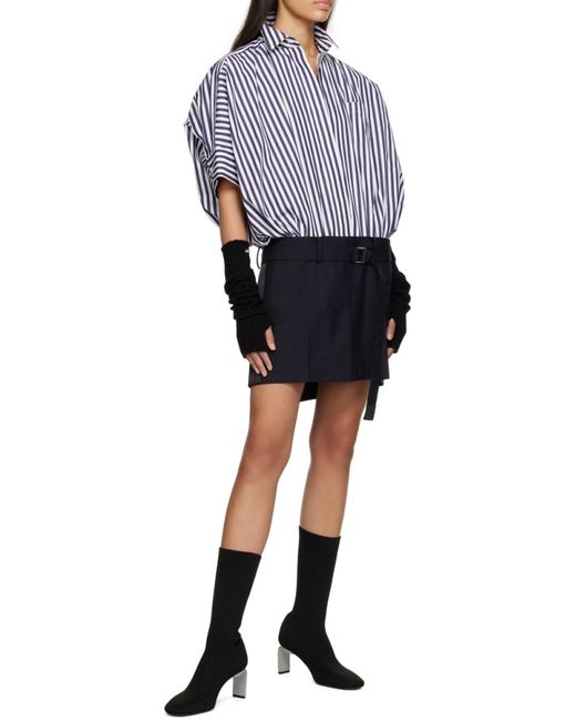 Sacai Blue Midi Cotton Poplin Dress