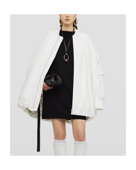Jil Sander White Stand-Up Collar Oversized Jacket