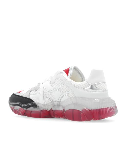 Moschino White Panelled Lace-Up Sneakers