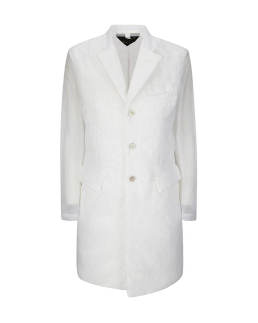 Comme des Garçons White Long Sleeve Coat