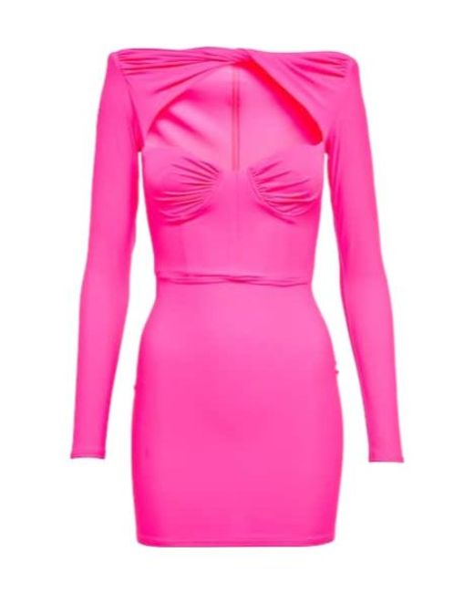 Alex Perry Pink Barett Twist-Detail Minidress