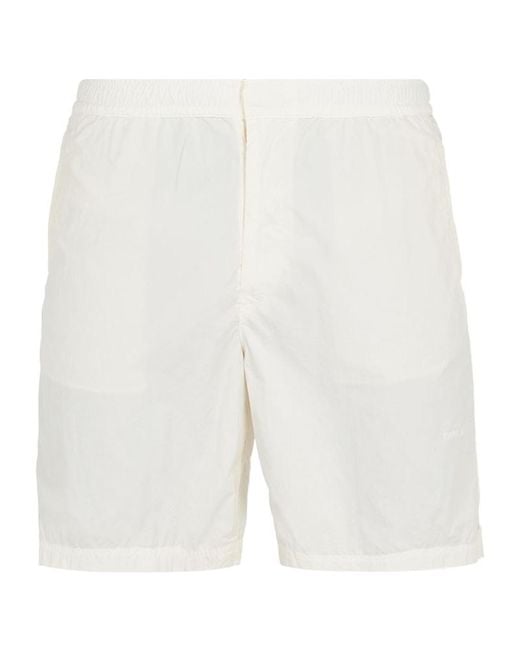 Stone Island White Logo-Print Swim Shorts for men