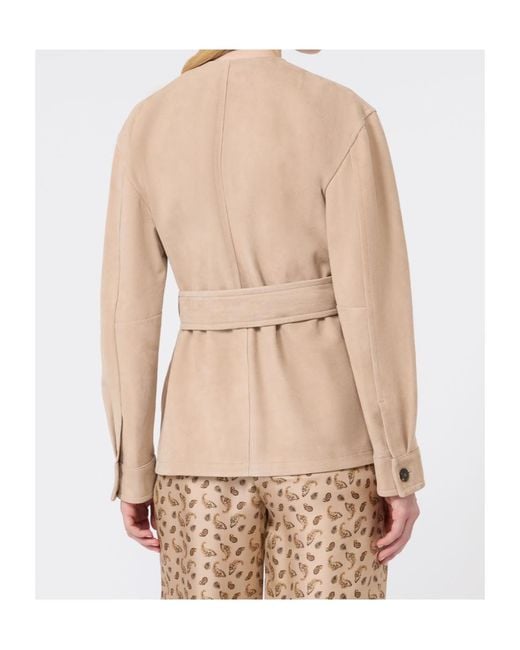 Max Mara Natural Studio Button-Up Belted Jacket