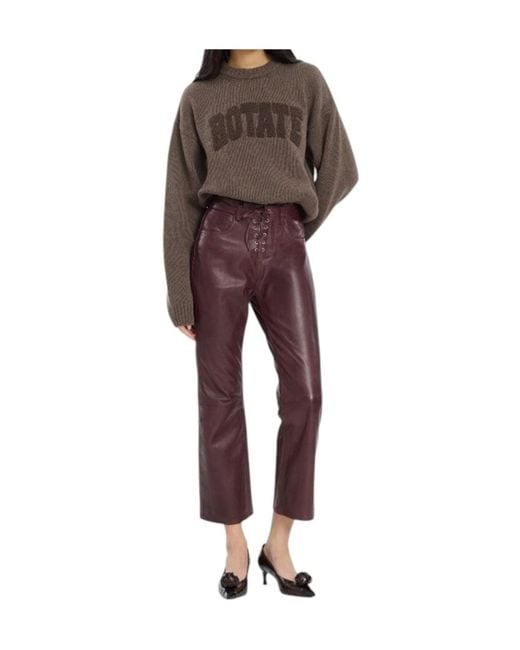 ROTATE BIRGER CHRISTENSEN Brown Logo Crewneck Knitted Sweater