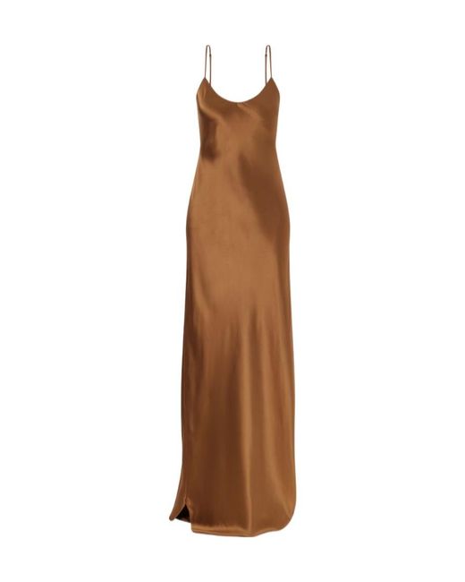 Nili Lotan Brown Cami Silk-Satin Gown