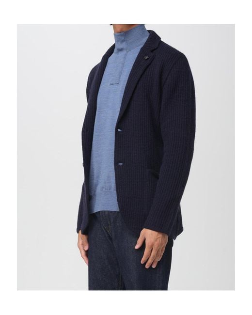 Lardini Blue Striped Long-Sleeved Suit Jacket for men