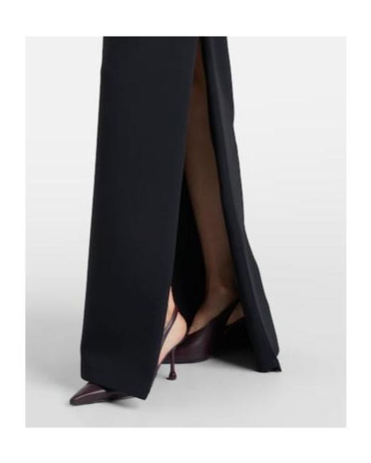 Safiyaa Black Noah Floral-Appliqué Crêpe Gown
