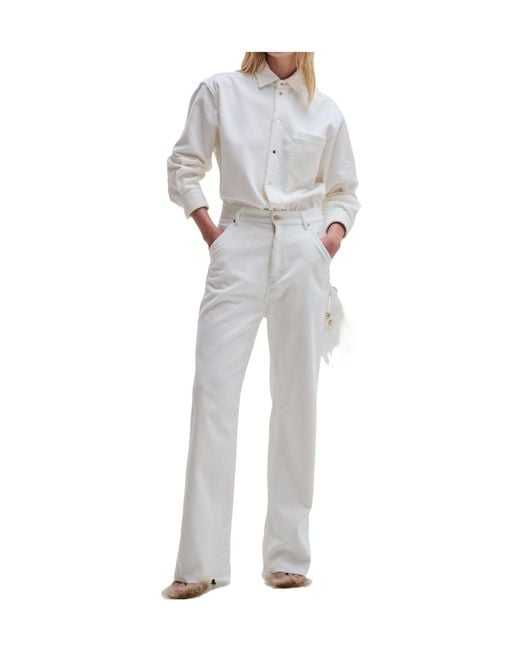 DARKPARK Gray Lisa Feather Trim Carpenter Pants