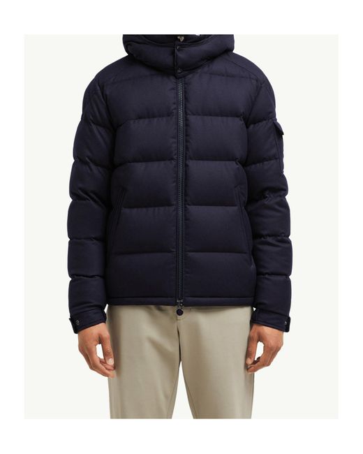 Moncler Blue Montgenevre Hooded Flannel Short Down Jacket for men
