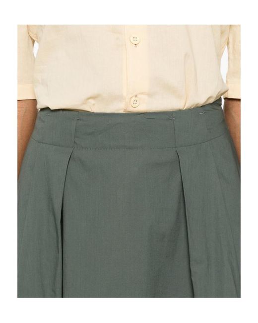 Woolrich Gray Pleated Poplin Maxi Skirt
