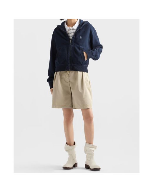 Prada Blue Cotton Hoodie Jacket