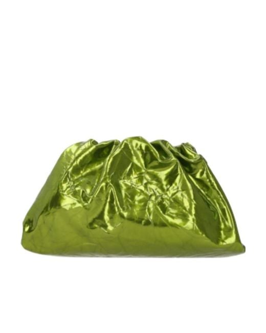 Bottega Veneta Green The Pouch Pouch Metallic Clutch