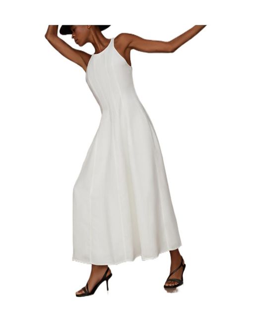 Brunello Cucinelli White Sleeveless Crewneck Dress