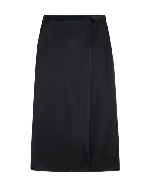 By Malene Birger Black Pacia Satin-Effect Midi Skirt