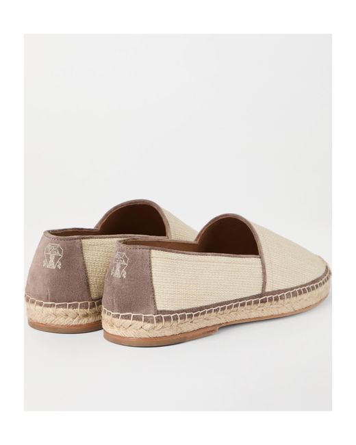 Brunello Cucinelli Natural Suede-Trim Raffia Espadrilles for men