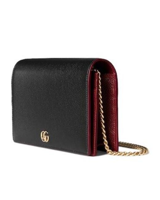 Gucci Black Gg Marmont Chain Wallet