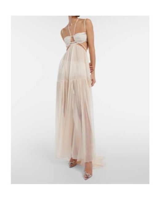 Nensi Dojaka White Bridal Silk Chiffon Gown