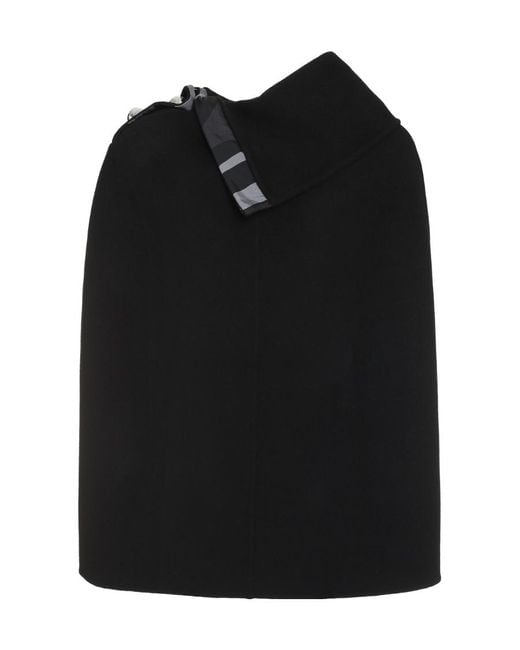Emilio Pucci Black Pucci Folded-Edge Ribbed Poncho